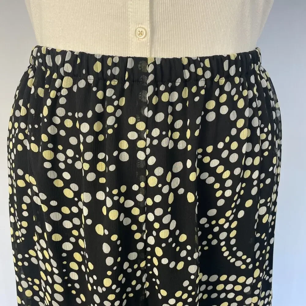 Y2K Skirt Plus Size 24W Black White Polka Dot Chiffon Flowy Pull On Minimal